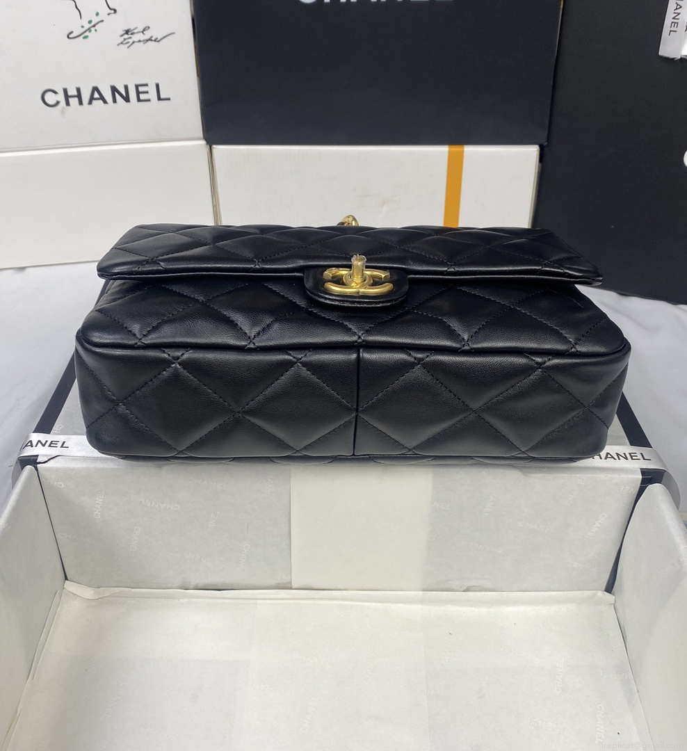 Chanel AS3215 Large Flap Bag Lambskin Gold-Tone Metal Black