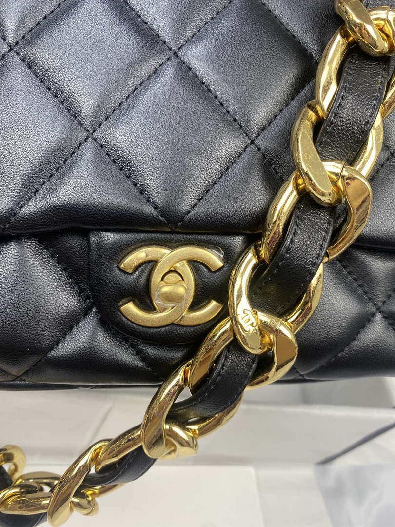 Chanel AS3215 Large Flap Bag Lambskin Gold-Tone Metal Black