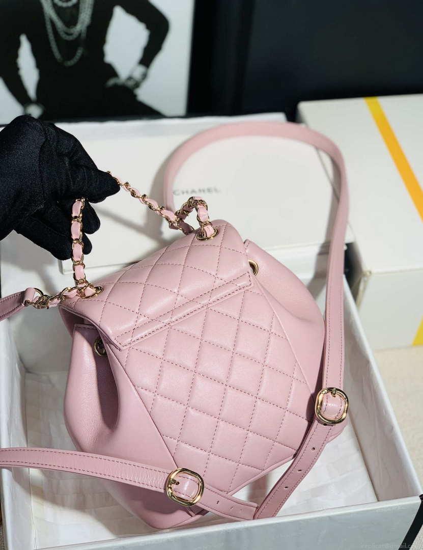 Chanel Backpack Duma Pink Lambskin CC AS2908 Gold