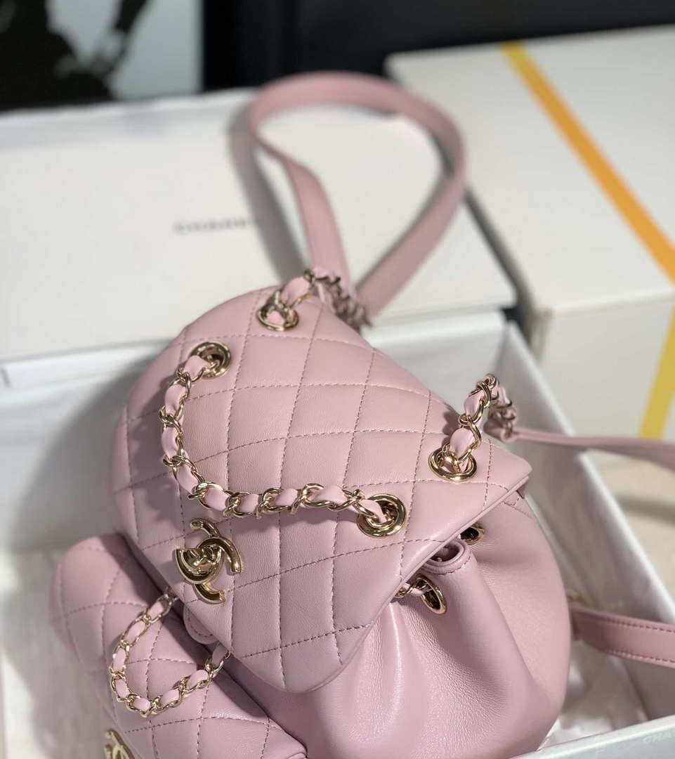 Chanel Backpack Duma Pink Lambskin CC AS2908 Gold