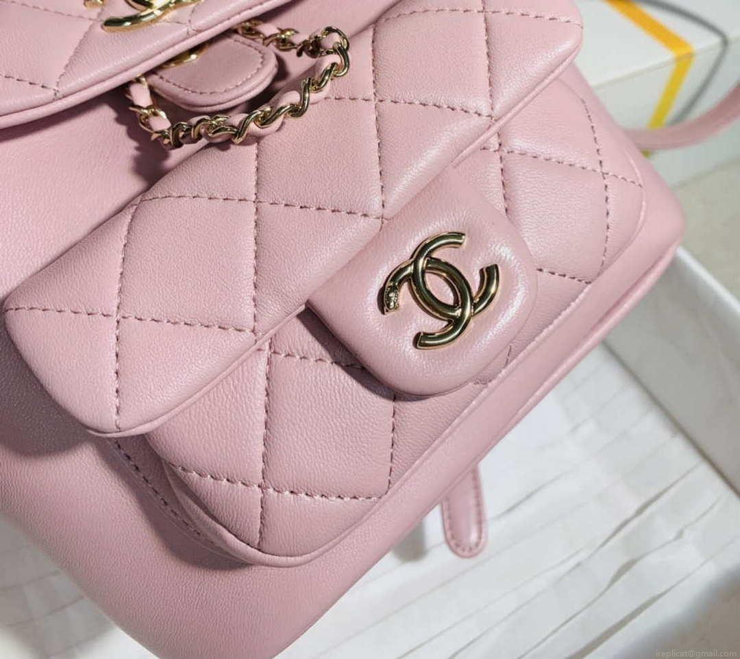 Chanel Backpack Duma Pink Lambskin CC AS2908 Gold