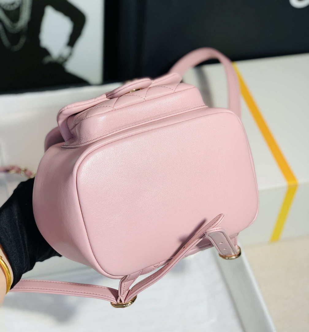 Chanel Backpack Duma Pink Lambskin CC AS2908 Gold