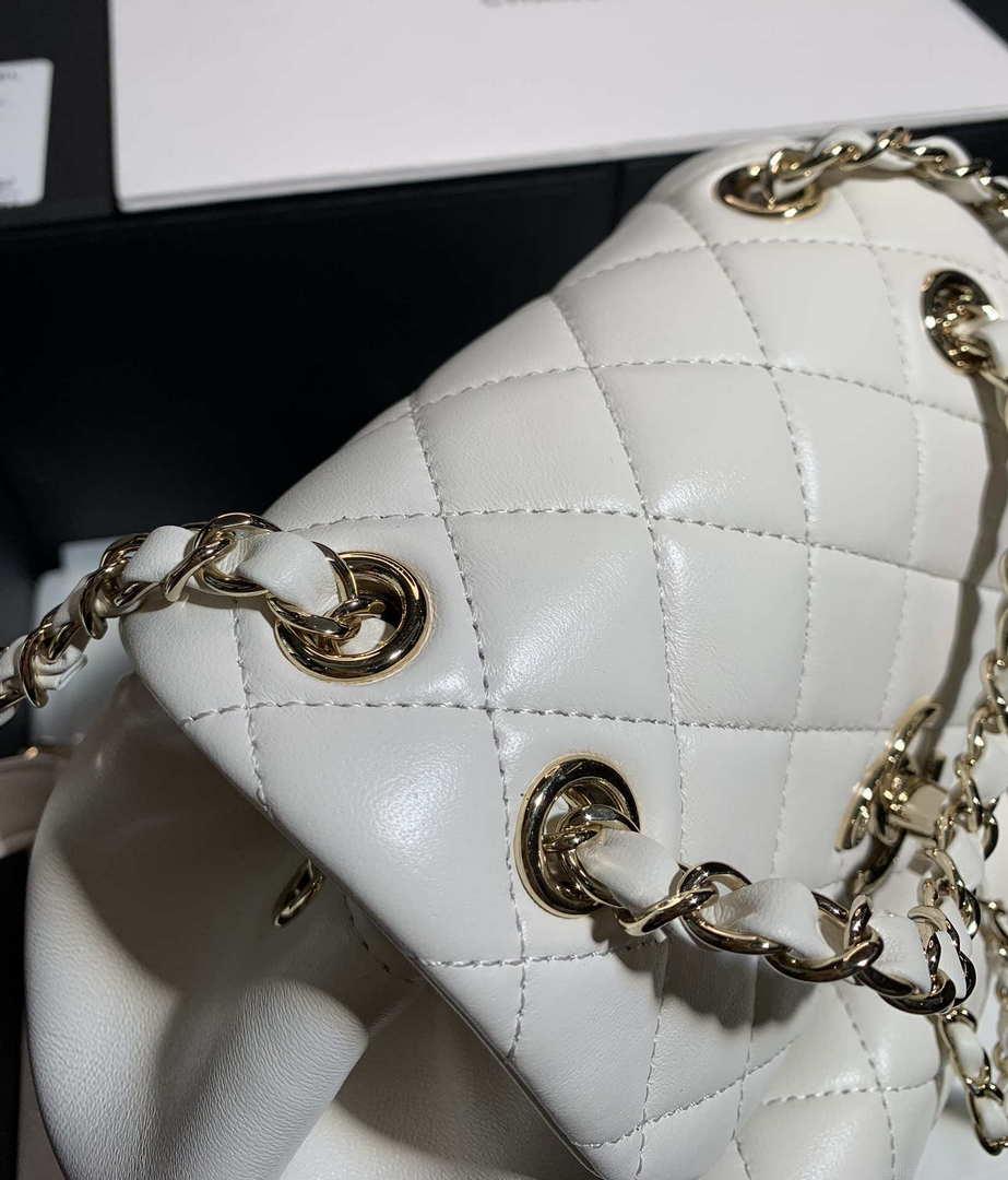 Chanel Backpack Duma White Lambskin CC AS2908 Gold