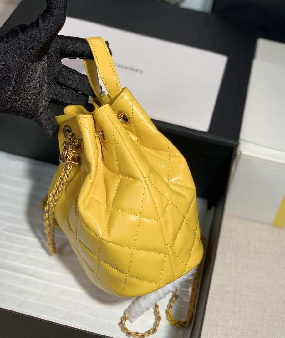 Chanel AS2318 Bucket Bag Lambskin Yellow