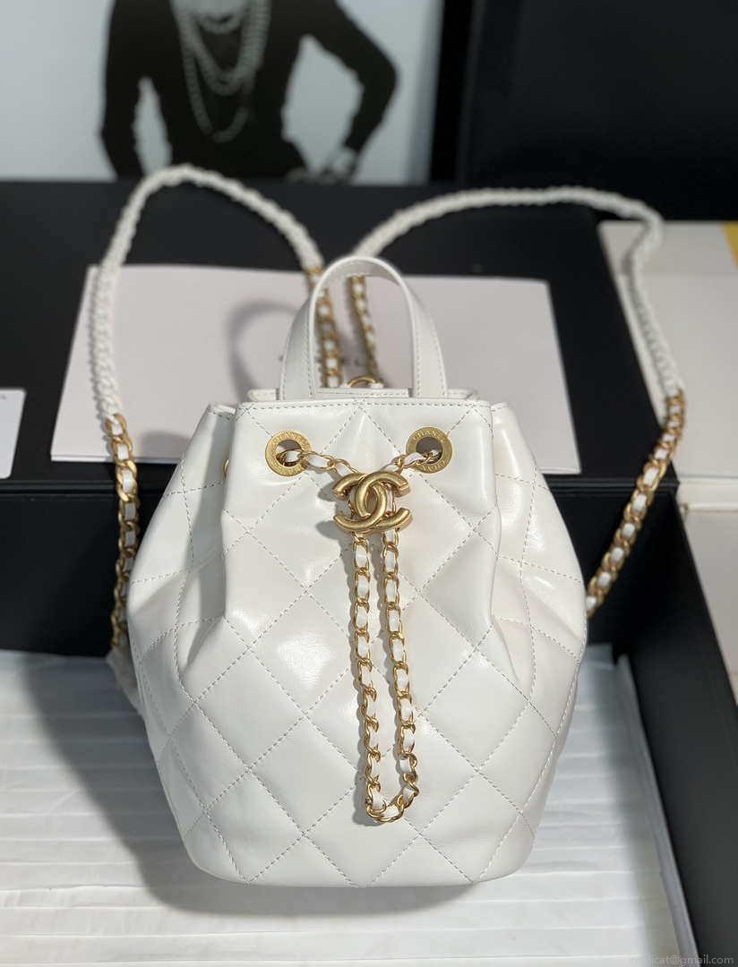 Chanel AS2318 Bucket Bag Lambskin White