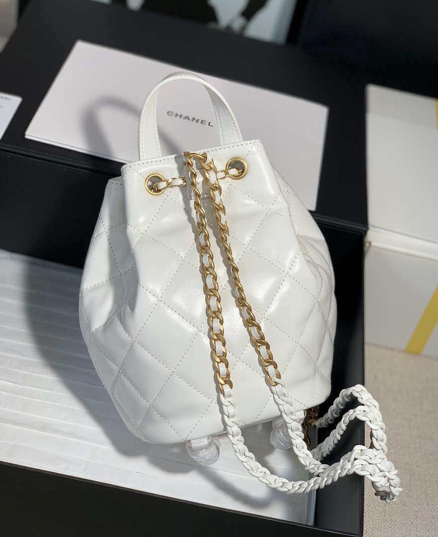 Chanel AS2318 Bucket Bag Lambskin White
