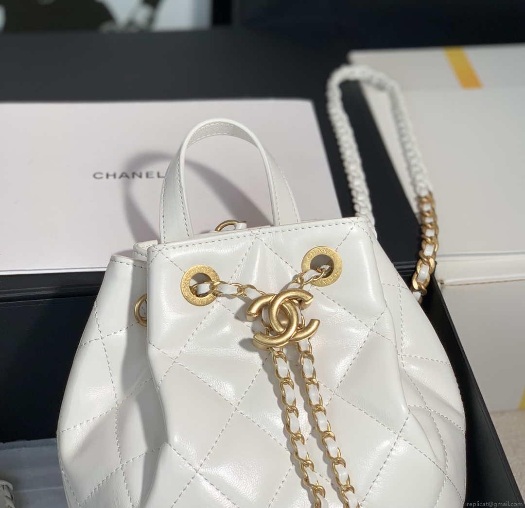Chanel AS2318 Bucket Bag Lambskin White