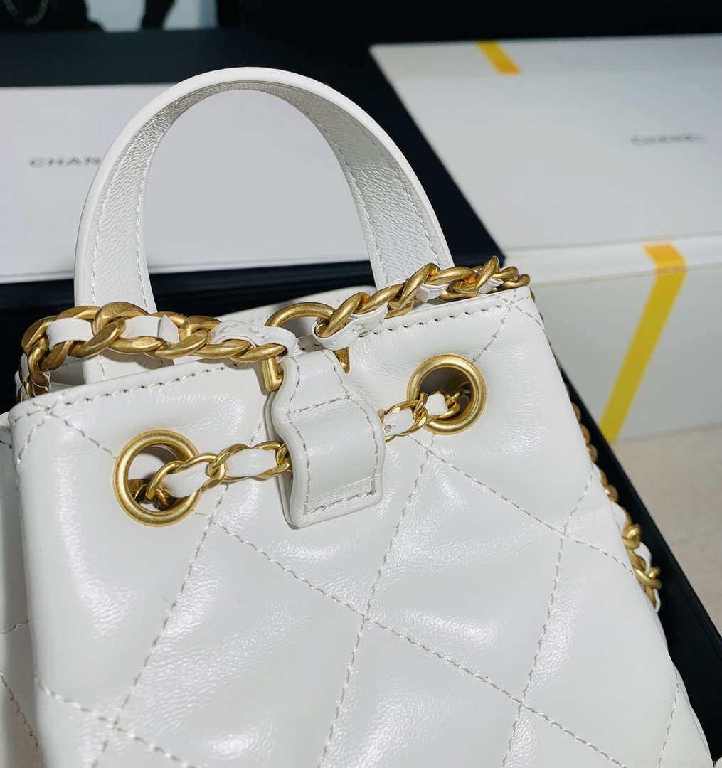 Chanel AS2318 Bucket Bag Lambskin White