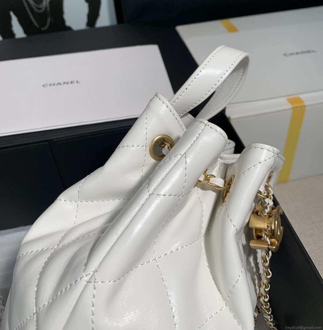 Chanel AS2318 Bucket Bag Lambskin White