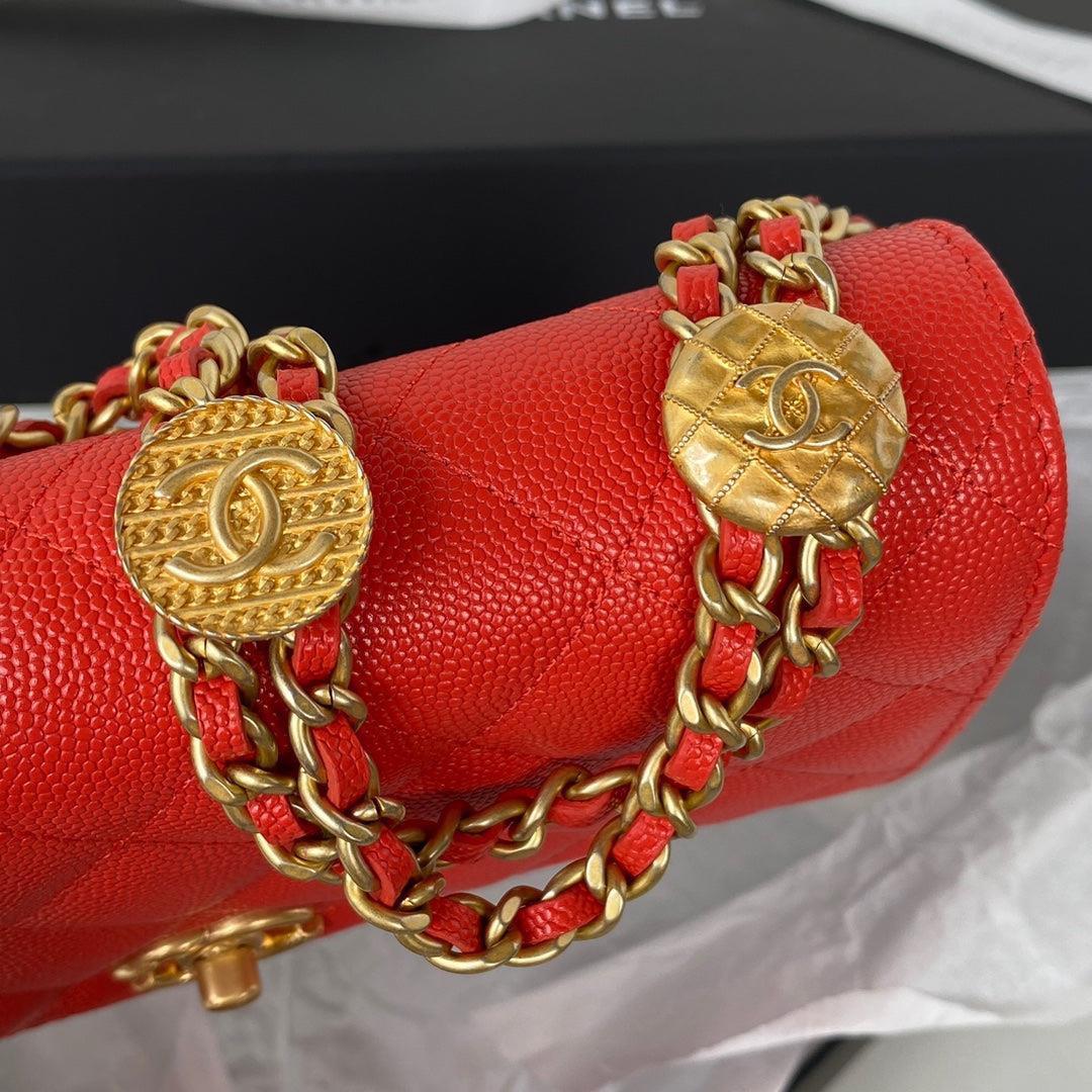 Chanel AP2840 Small Flap Bags Calfskin Red