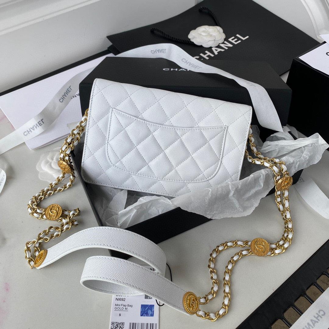 Chanel AP2840 Small Flap Bags Calfskin White
