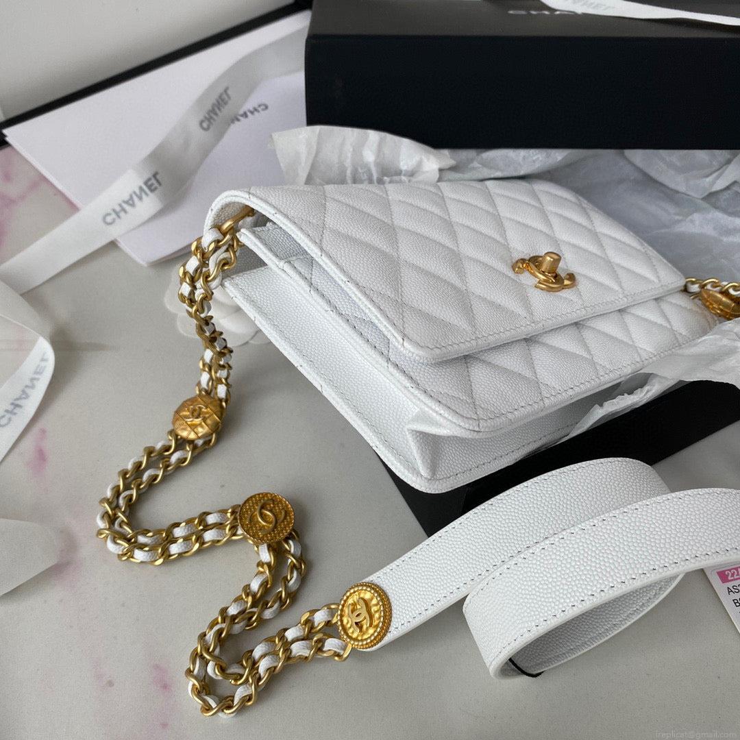 Chanel AP2840 Small Flap Bags Calfskin White