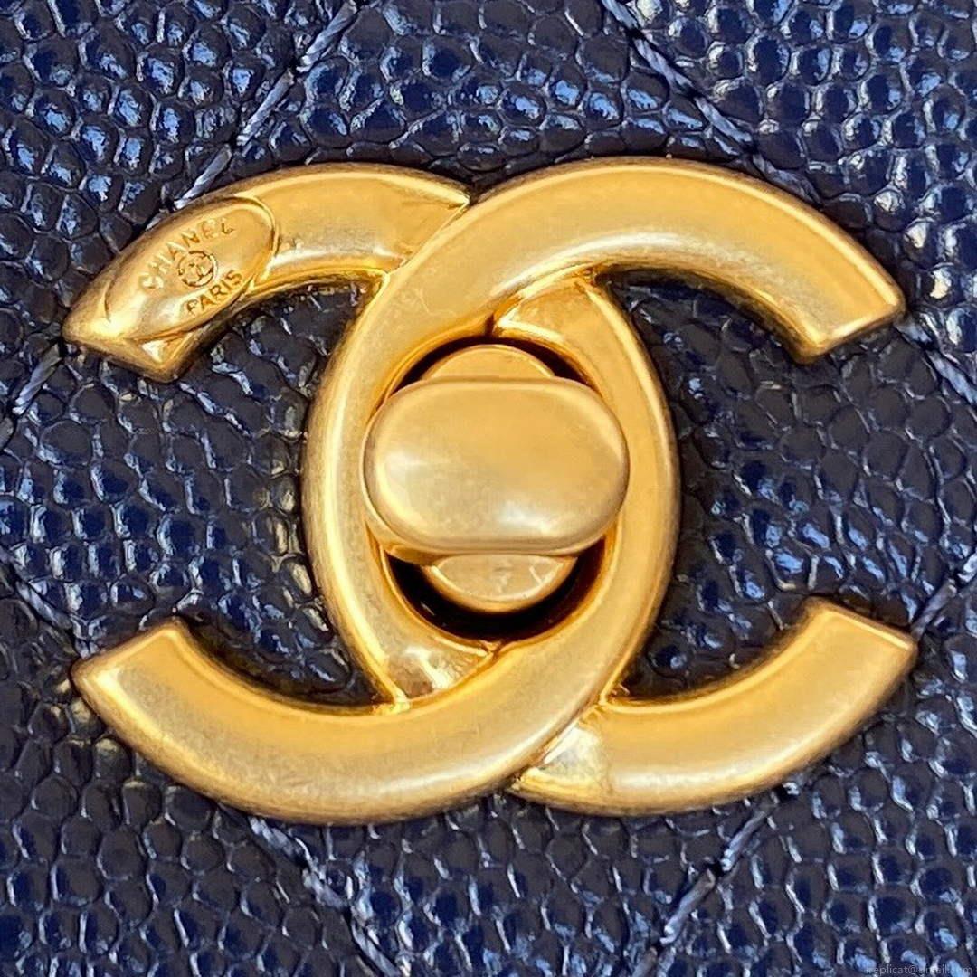 Chanel AP2840 Small Flap Bags Calfskin Navy Blue