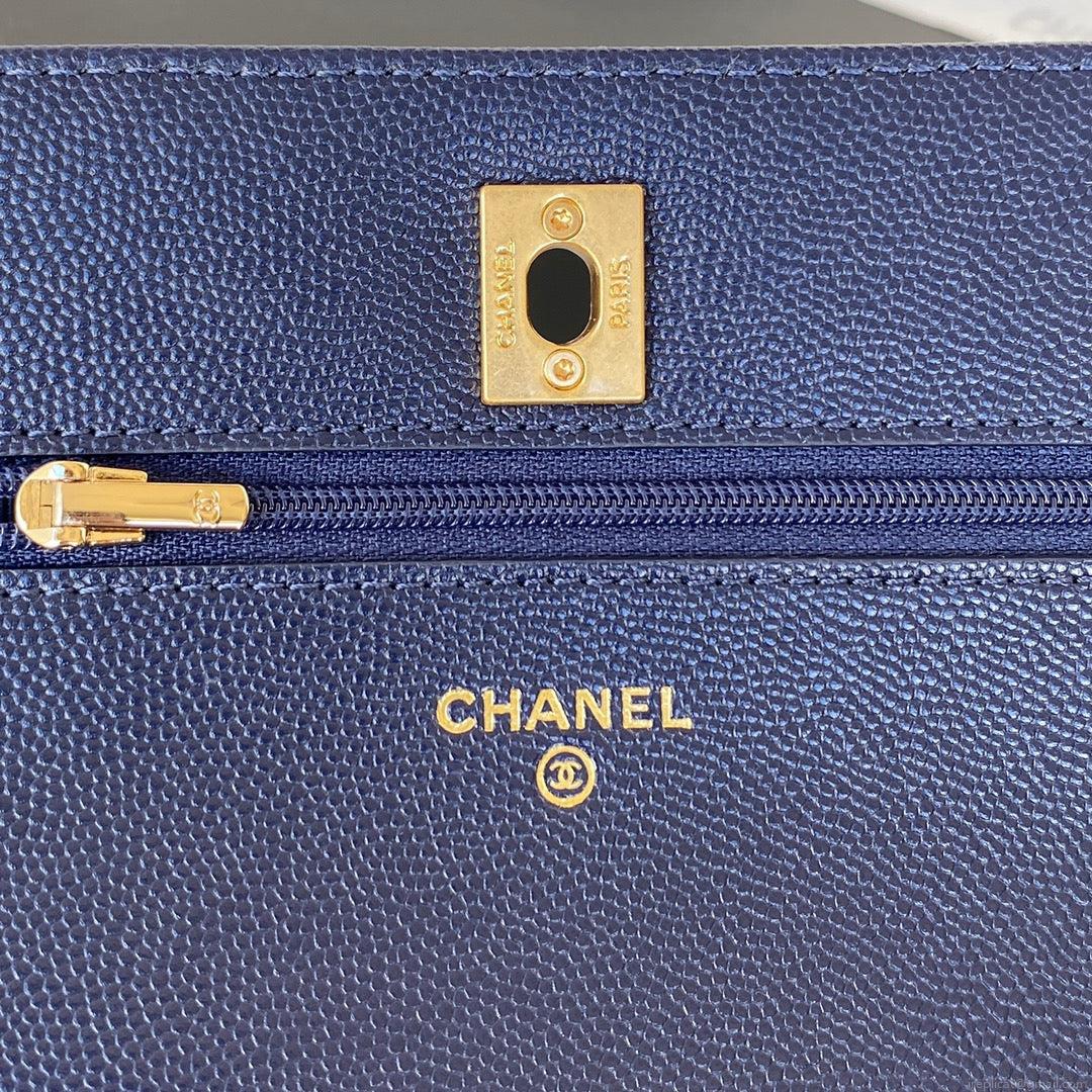 Chanel AP2840 Small Flap Bags Calfskin Navy Blue