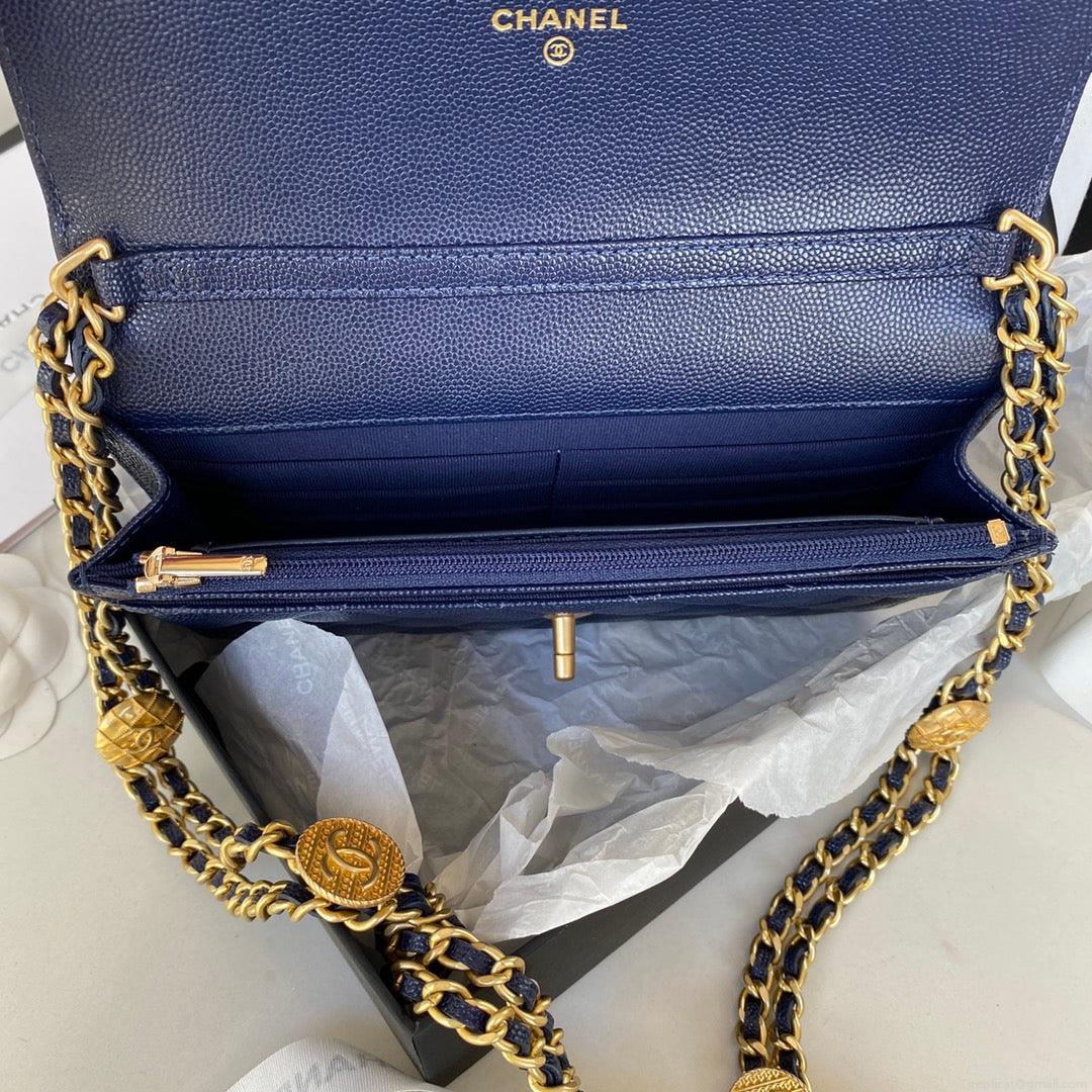 Chanel AP2840 Small Flap Bags Calfskin Navy Blue