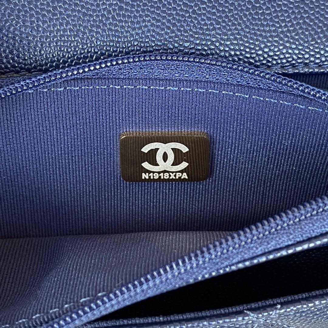 Chanel AP2840 Small Flap Bags Calfskin Navy Blue