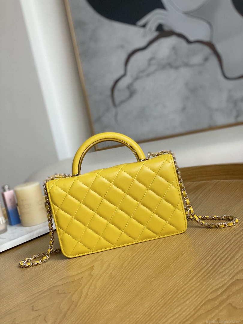 Chanel A81207 WOC 19 Chain Wallet Bag Lambskin Yellow Gold