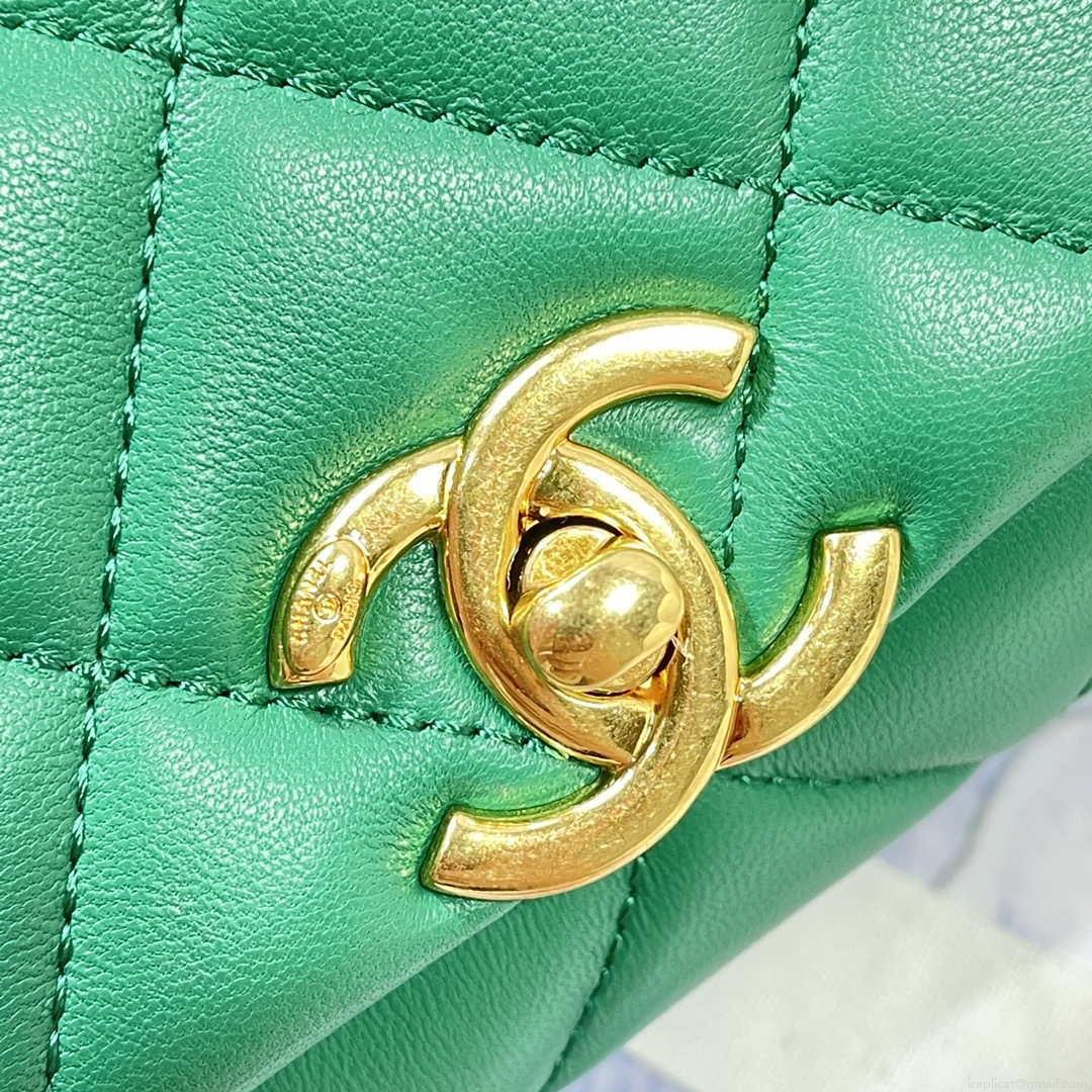 Chanel AS3365 Mini Flap Bag 17cm Lambskin Green