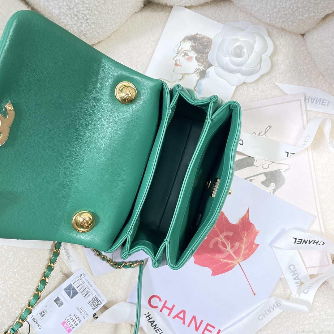 Chanel AS3365 Mini Flap Bag 17cm Lambskin Green