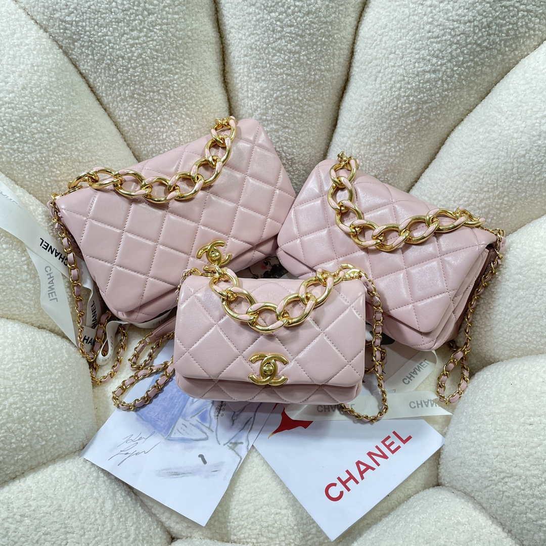 Chanel AS3365 Mini Flap Bag 17cm Lambskin Pink