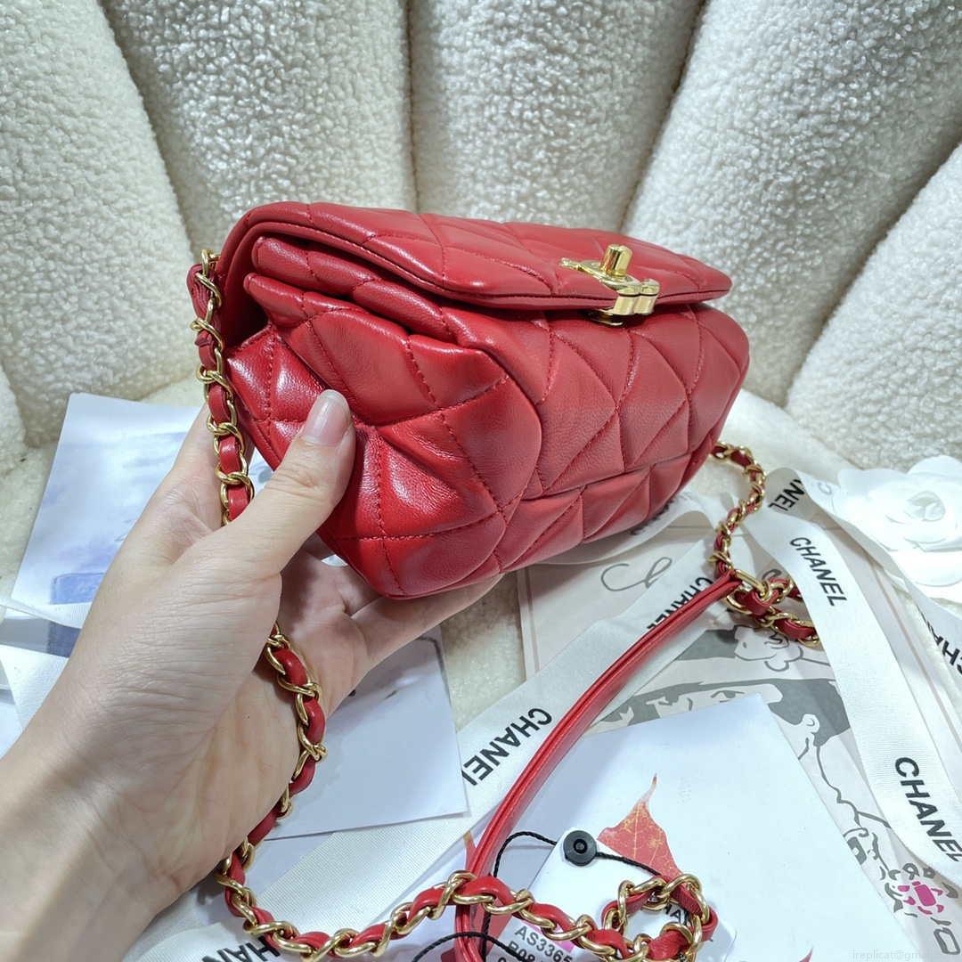 Chanel AS3365 Mini Flap Bag 17cm Lambskin Red