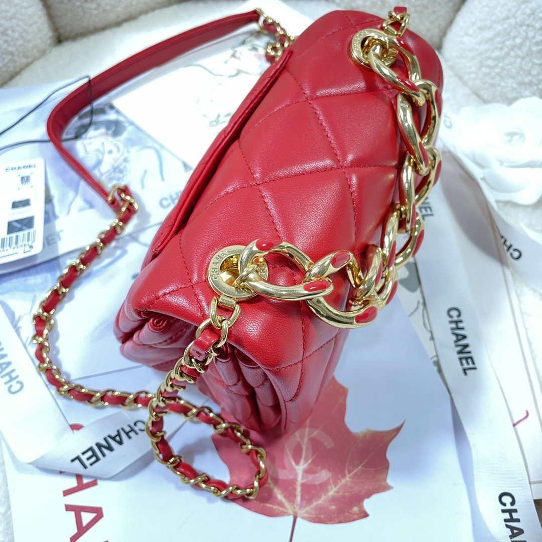 Chanel AS3365 Mini Flap Bag 17cm Lambskin Red