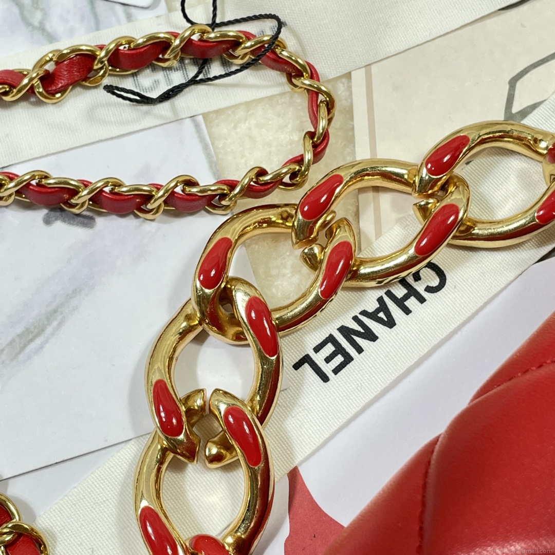 Chanel AS3365 Mini Flap Bag 17cm Lambskin Red