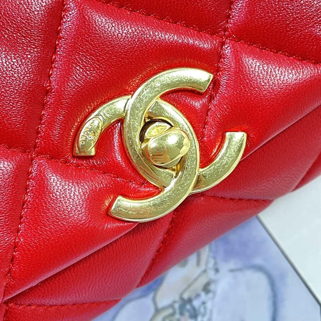Chanel AS3365 Mini Flap Bag 17cm Lambskin Red