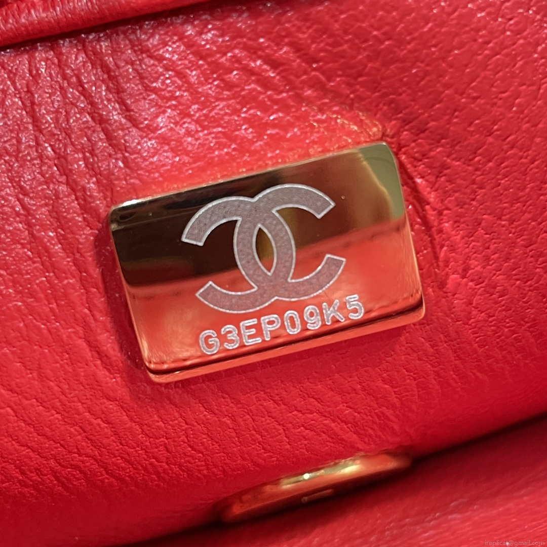 Chanel AS3365 Mini Flap Bag 17cm Lambskin Red