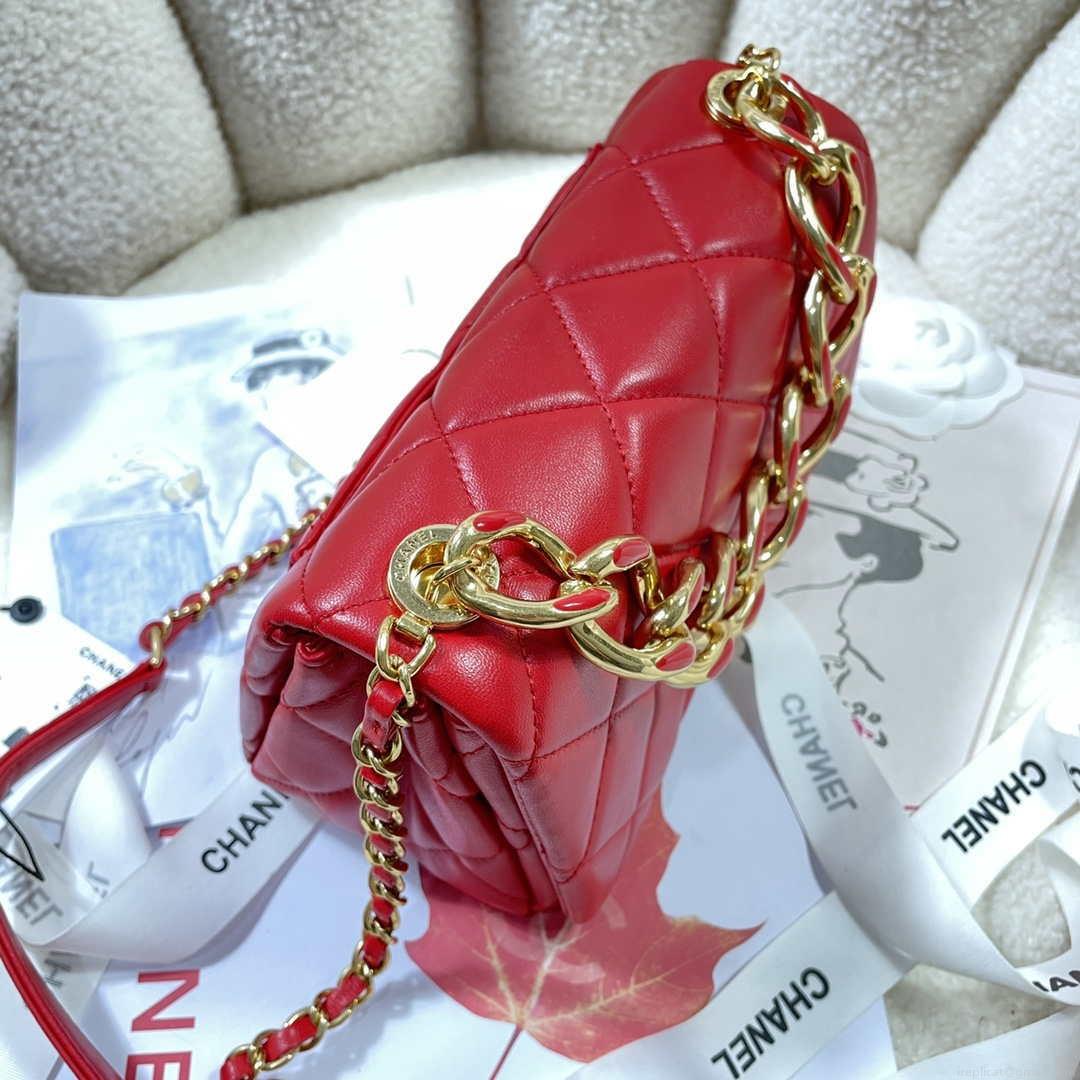 Chanel AS3366 Flap Bag 20cm Lambskin Red