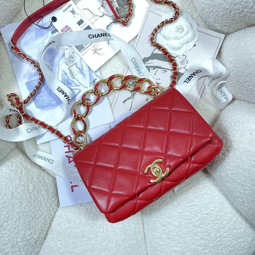 Chanel AS3366 Flap Bag 20cm Lambskin Red