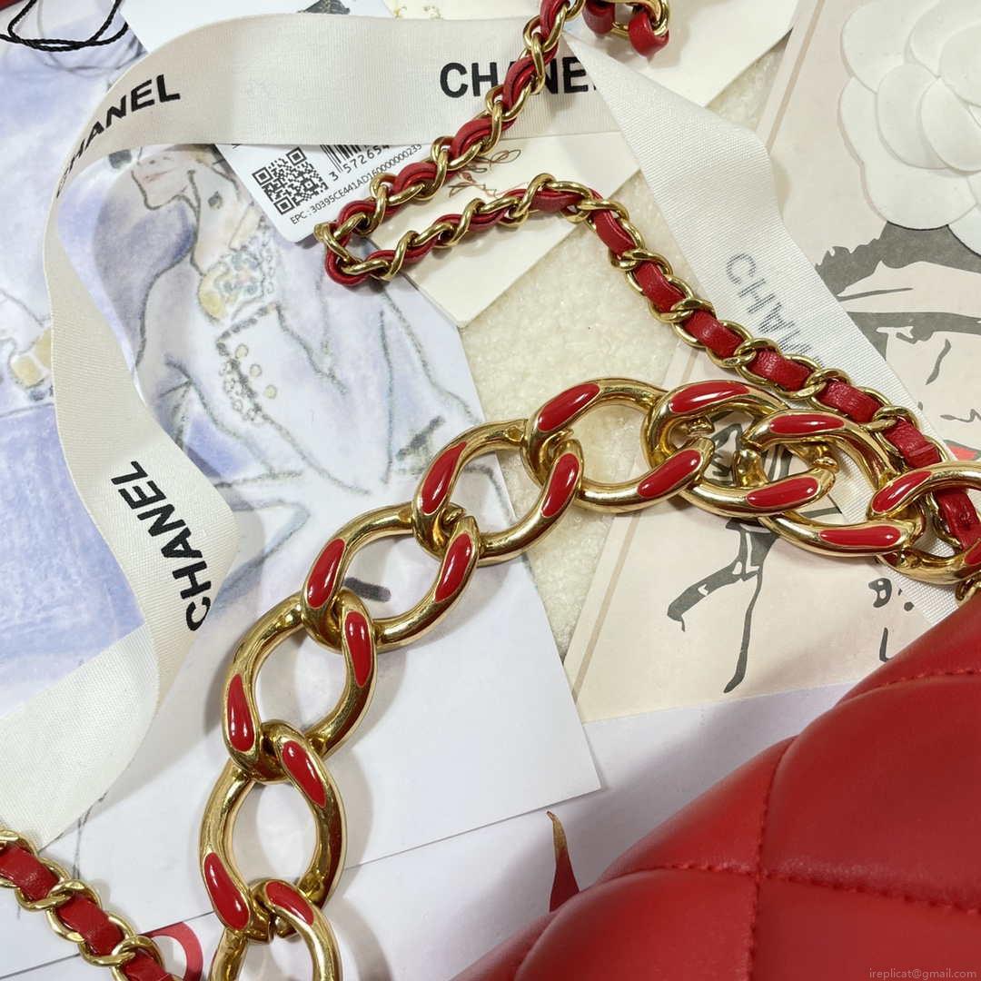 Chanel AS3366 Flap Bag 20cm Lambskin Red