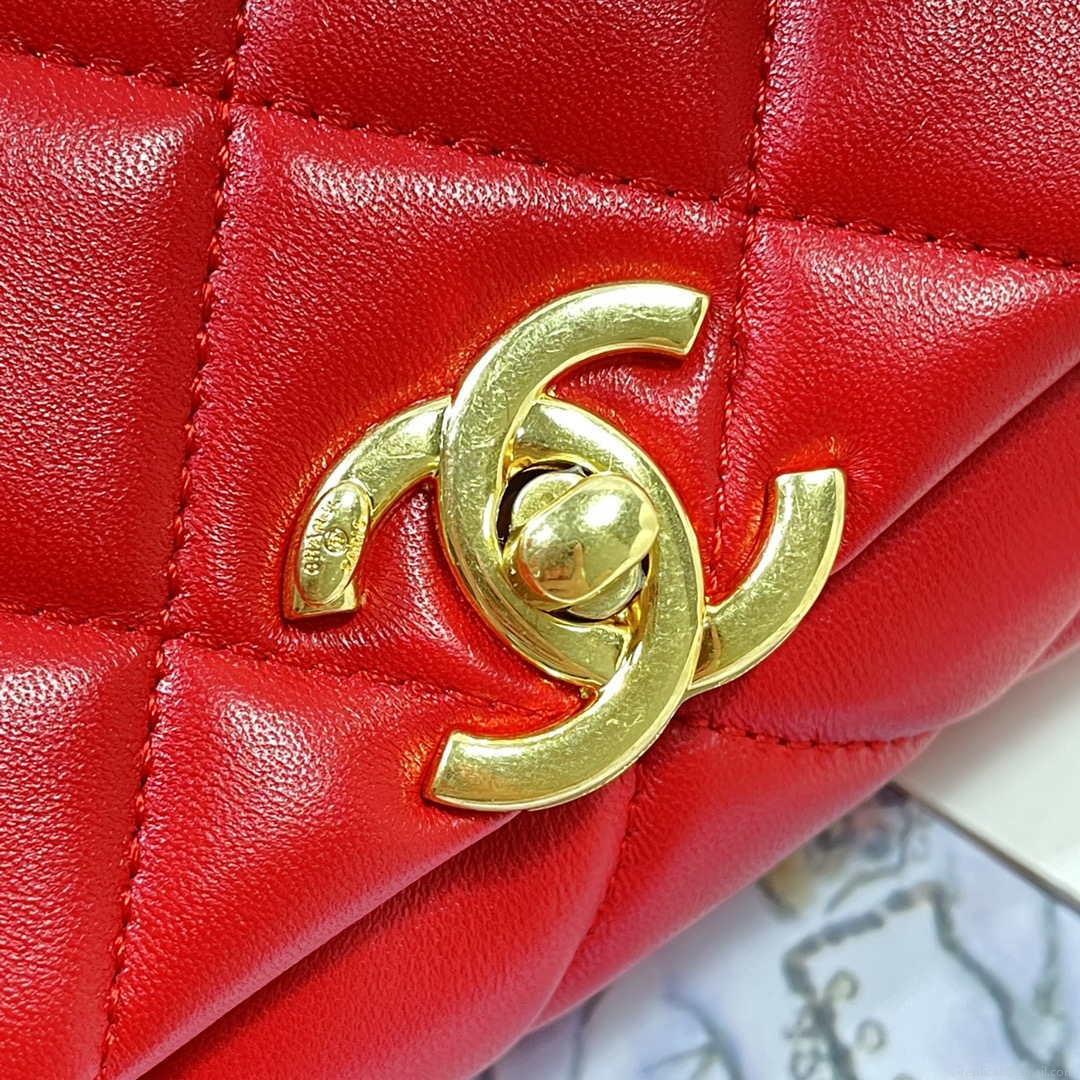 Chanel AS3366 Flap Bag 20cm Lambskin Red
