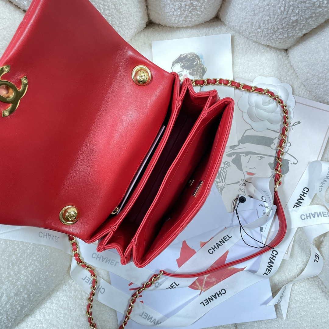 Chanel AS3366 Flap Bag 20cm Lambskin Red