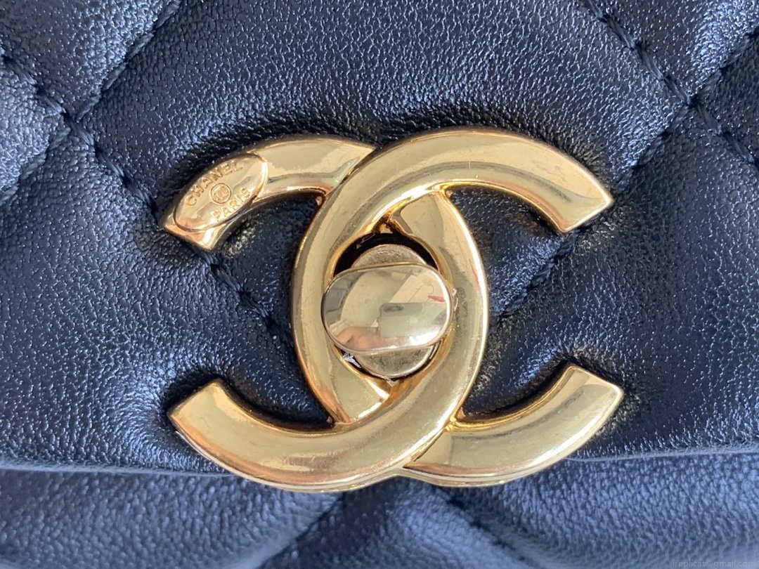 Chanel AS3366 Flap Bag 20cm Lambskin Black
