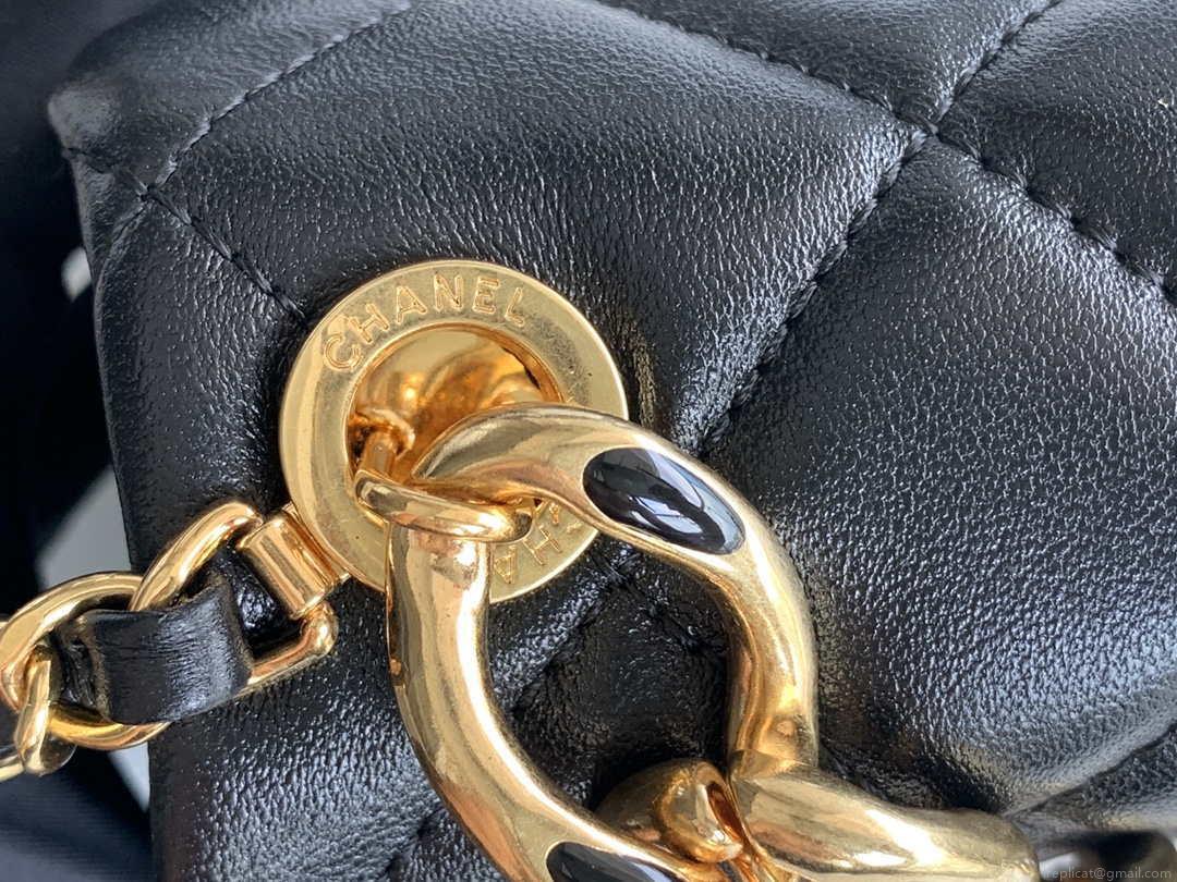 Chanel AS3366 Flap Bag 20cm Lambskin Black