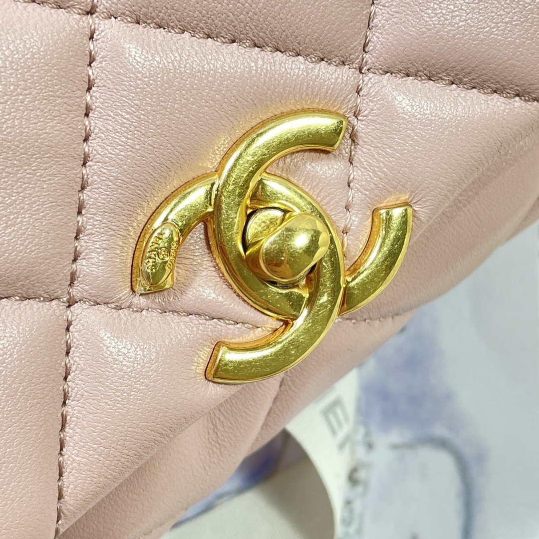 Chanel AS3366 Flap Bag 20cm Lambskin Pink