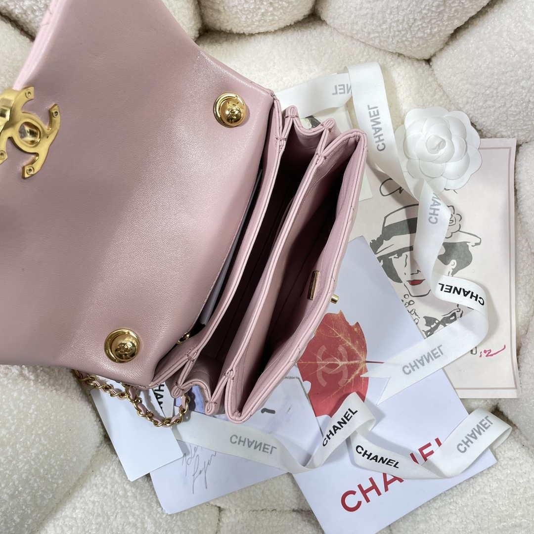 Chanel AS3366 Flap Bag 20cm Lambskin Pink