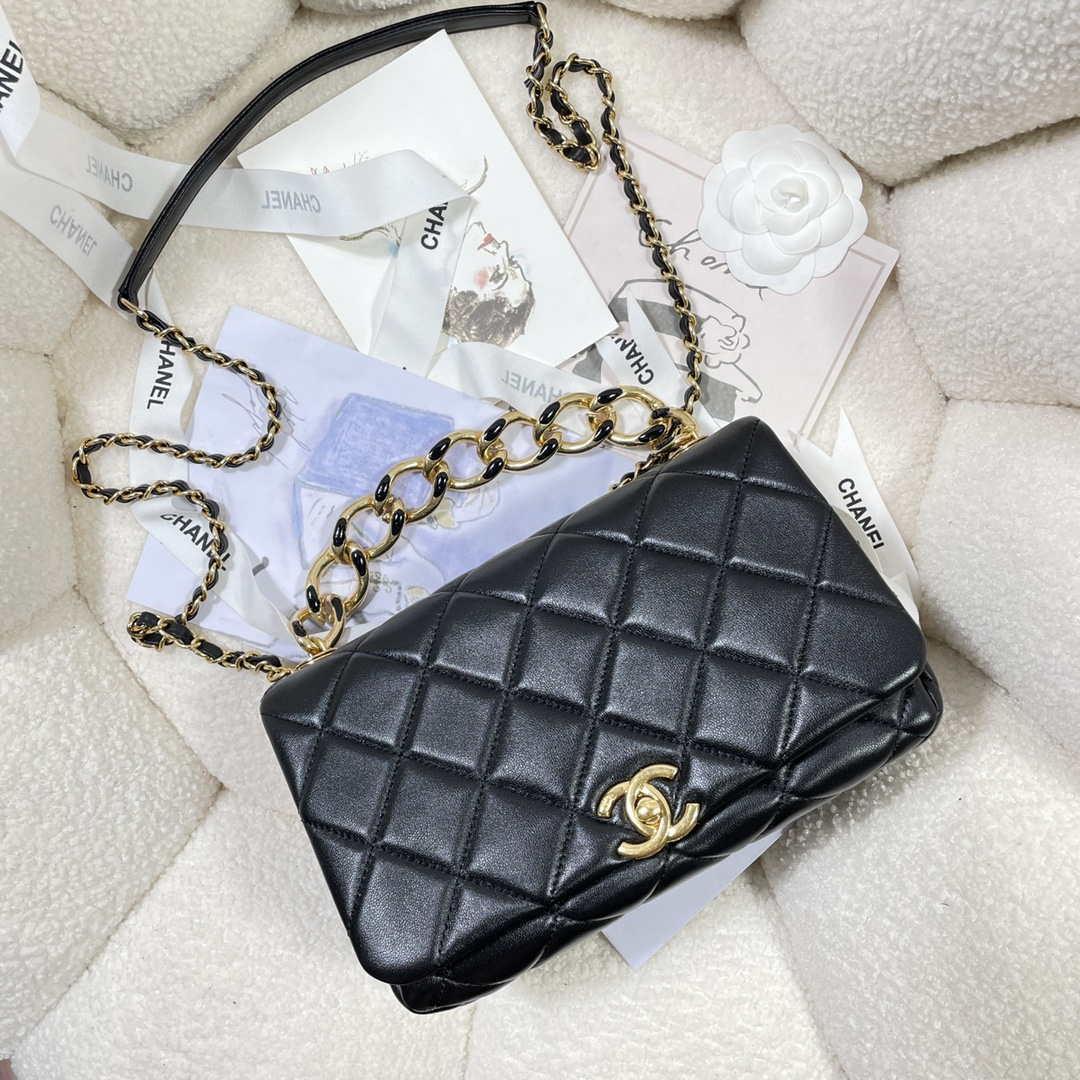 Chanel AS3367 Large Flap Bag 23cm Lambskin Black