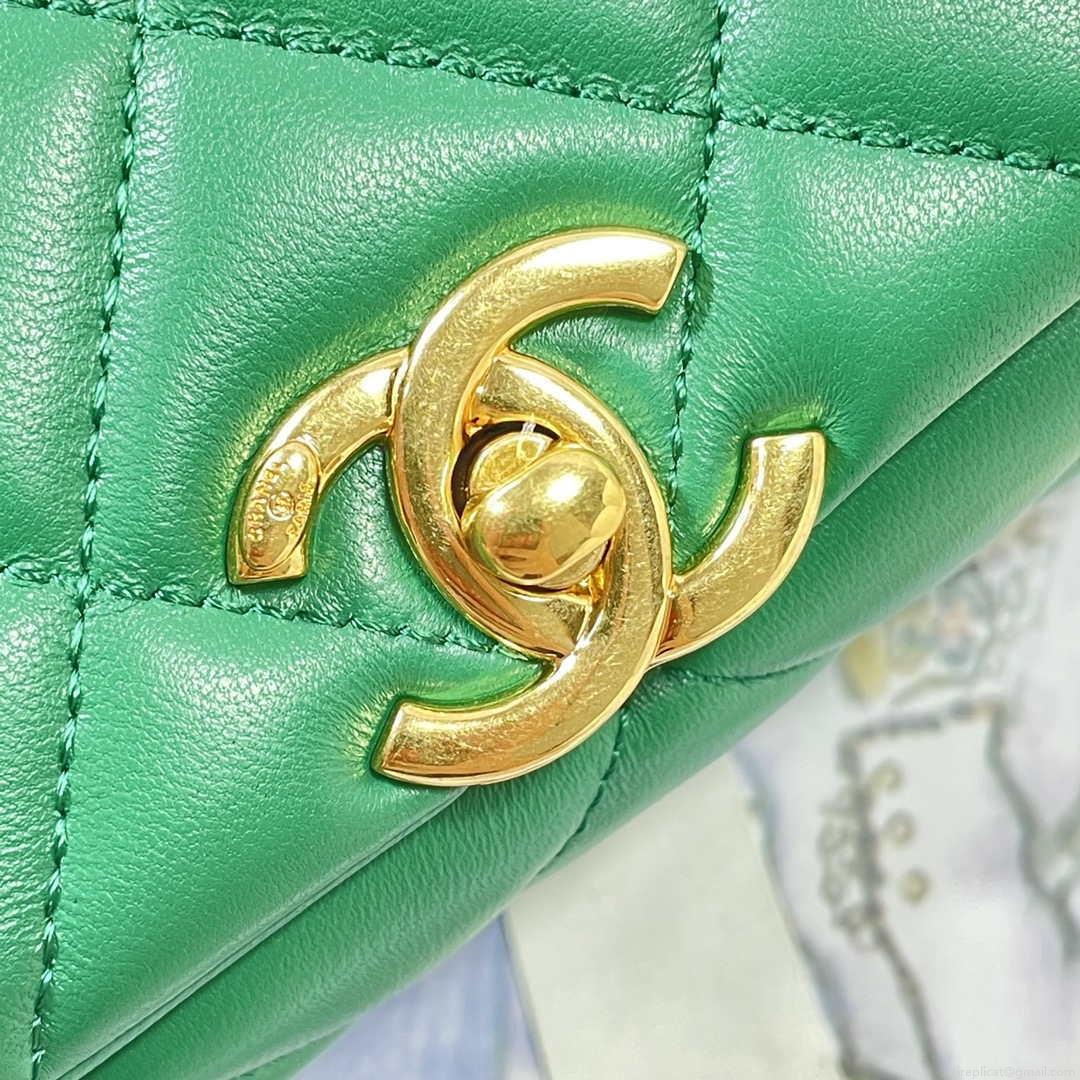 Chanel AS3367 Large Flap Bag 23cm Lambskin Green