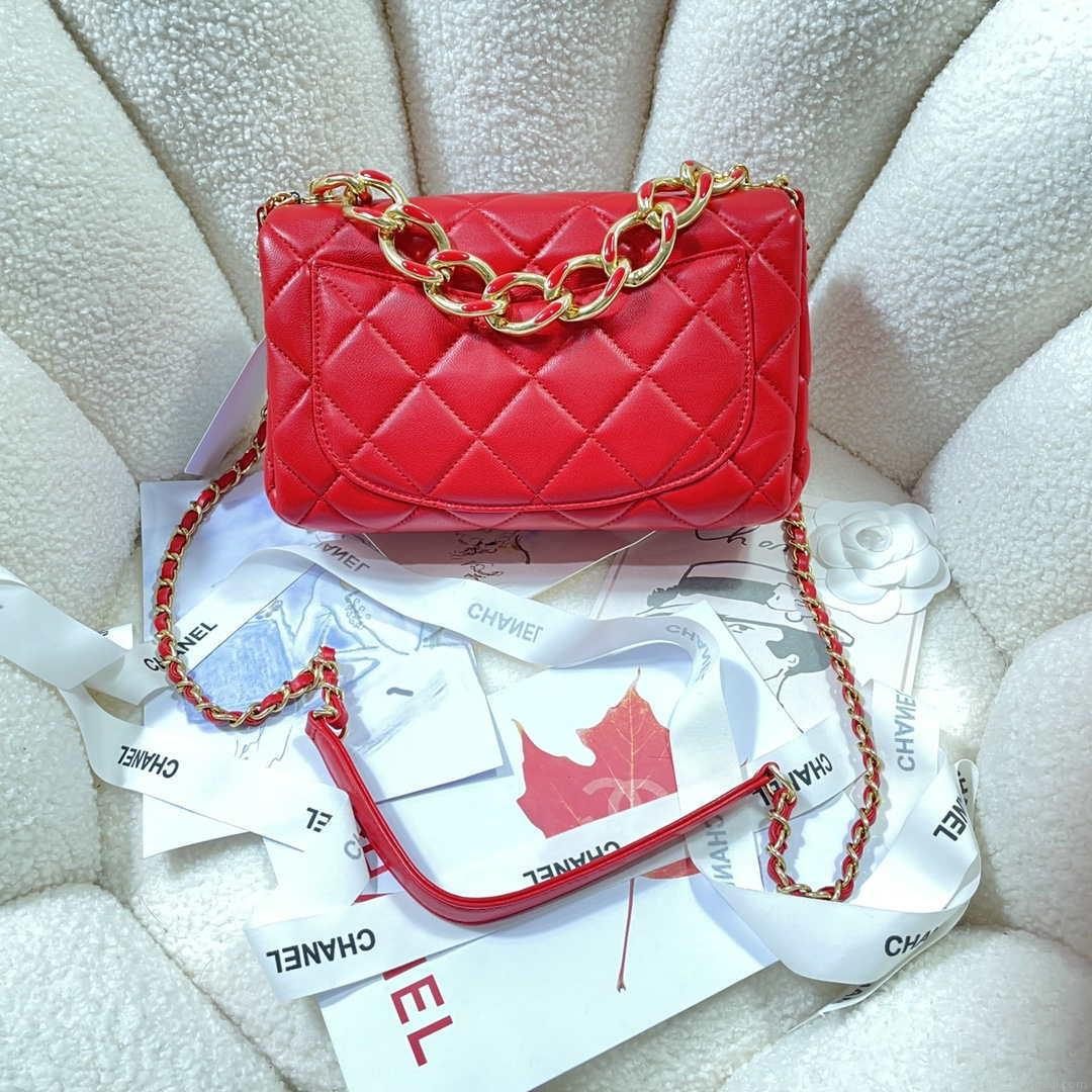 Chanel AS3367 Large Flap Bag 23cm Lambskin Red