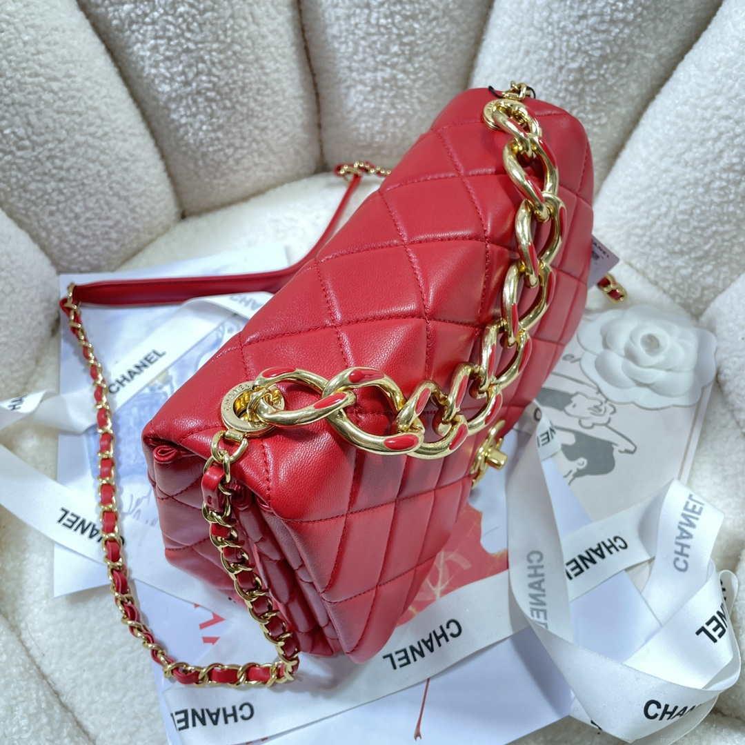Chanel AS3367 Large Flap Bag 23cm Lambskin Red