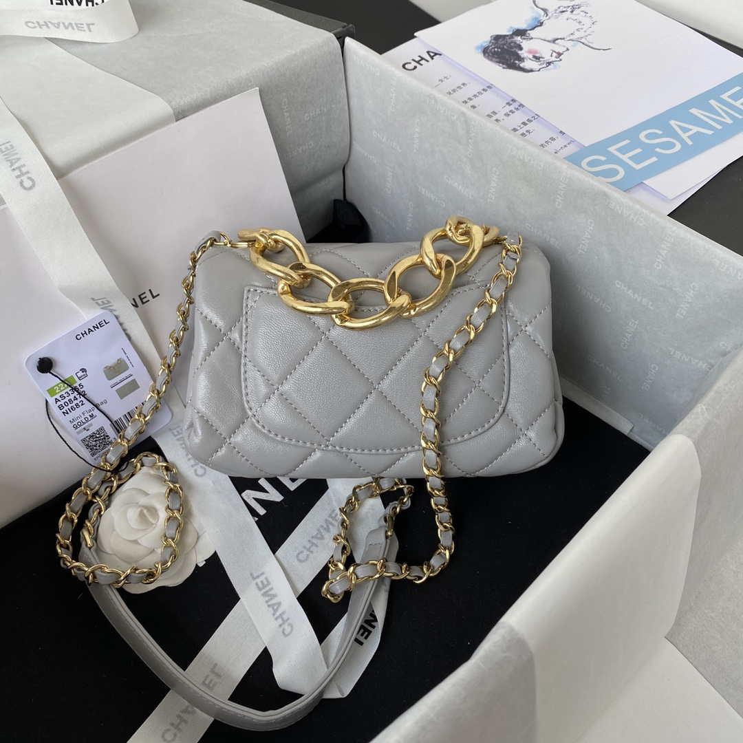 Chanel AS3365 Mini Flap Bag 17cm Lambskin Gray