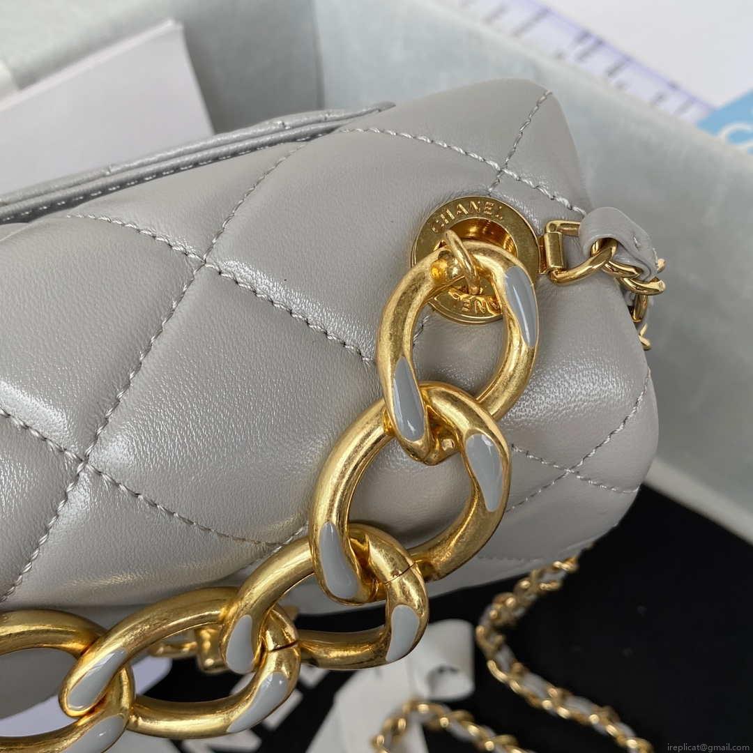 Chanel AS3365 Mini Flap Bag 17cm Lambskin Gray