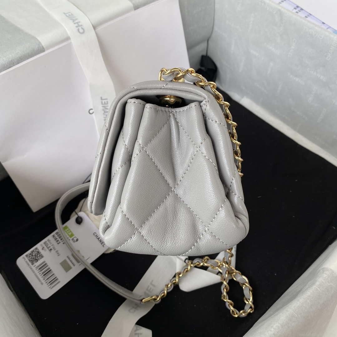 Chanel AS3365 Mini Flap Bag 17cm Lambskin Gray