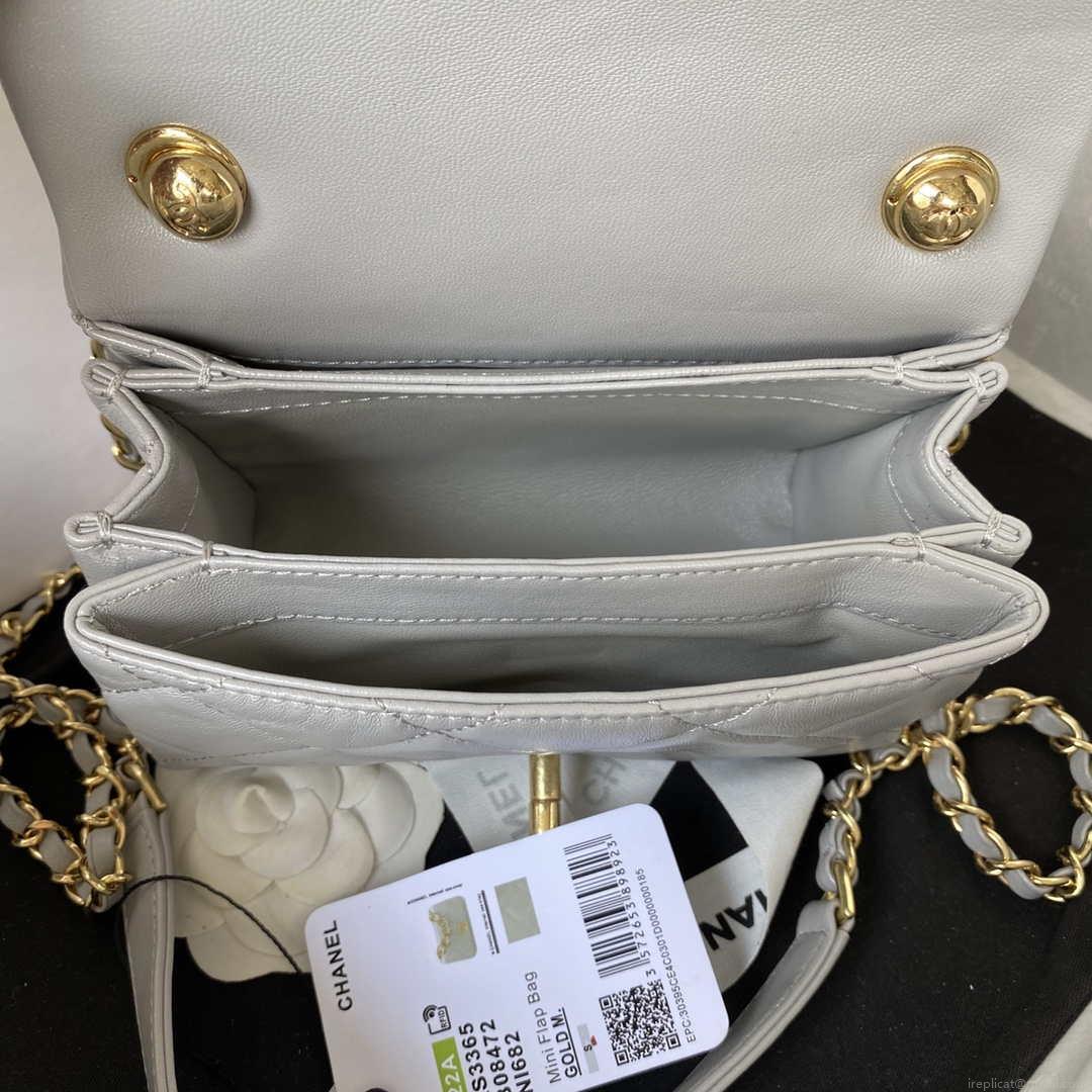 Chanel AS3365 Mini Flap Bag 17cm Lambskin Gray