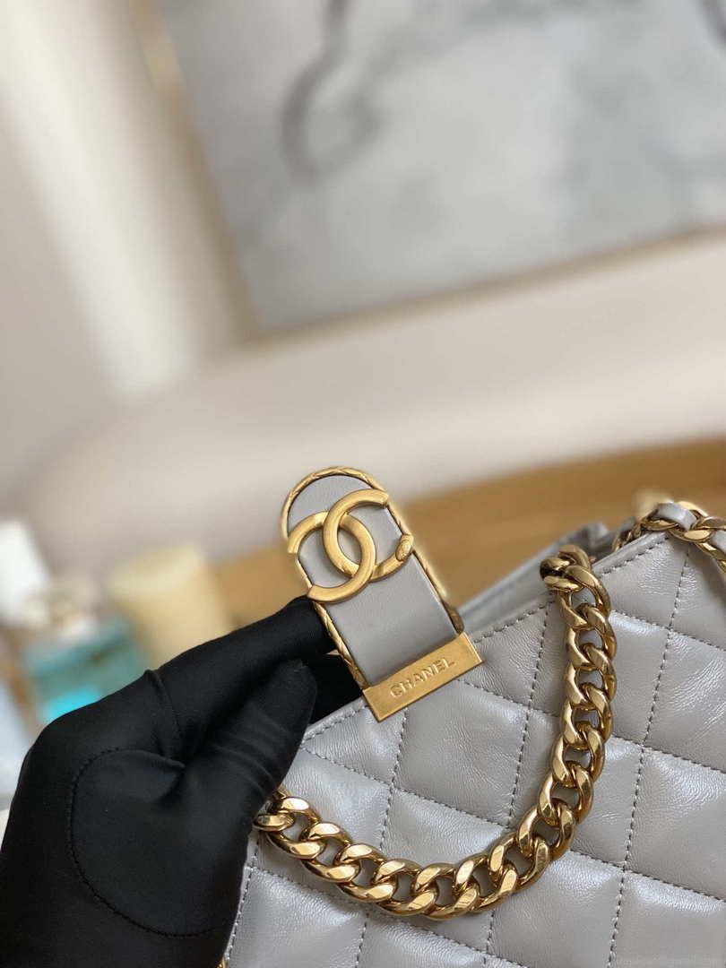Chanel 3475 Small HOBO Handbag Lambskin & Gold-Tone Metal Light Gray