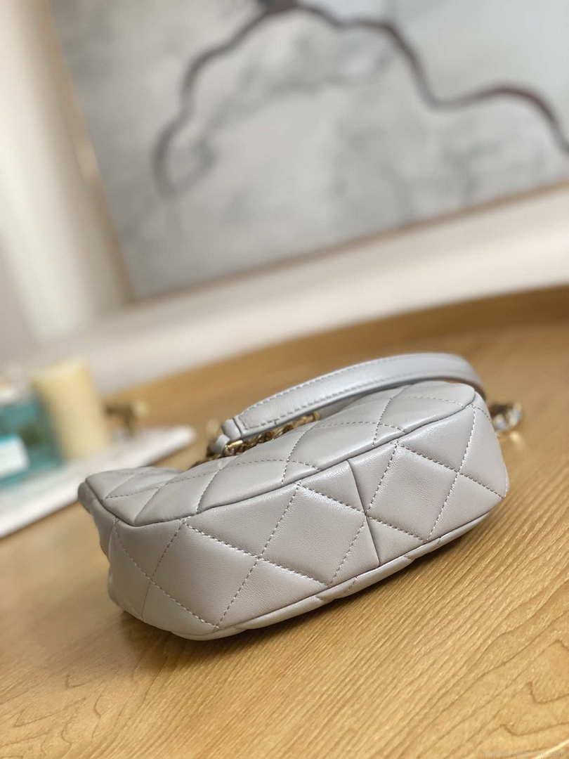 Chanel 3475 Small HOBO Handbag Lambskin & Gold-Tone Metal Light Gray