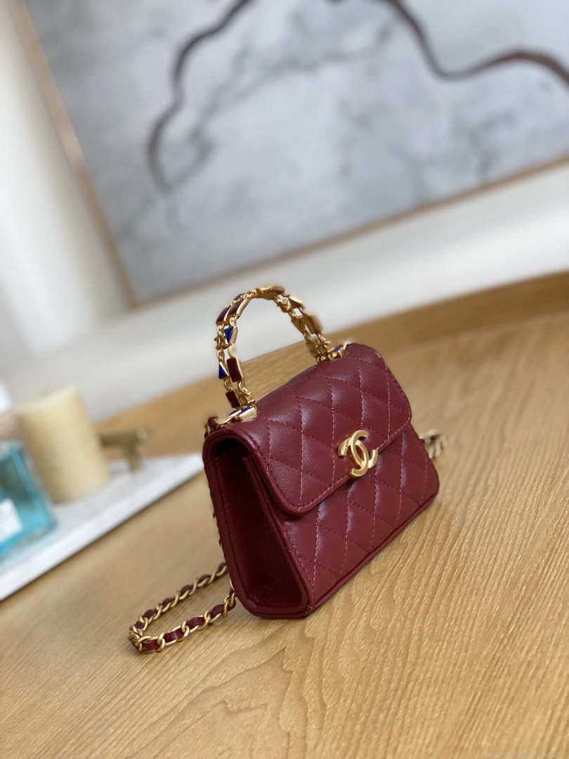 Chanel AP2944 Clutch with Chain Lambskin Wine Red
