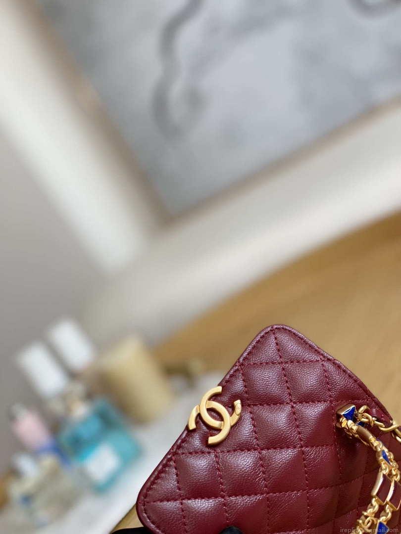 Chanel AP2944 Clutch with Chain Lambskin Wine Red